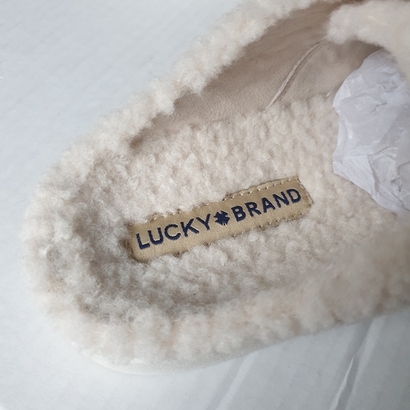 Lucky Brand Tolini Sherpa Lace-Up Slip-On Platform Sneaker in Stucco Cream 7.5 - Picture 7 of 16